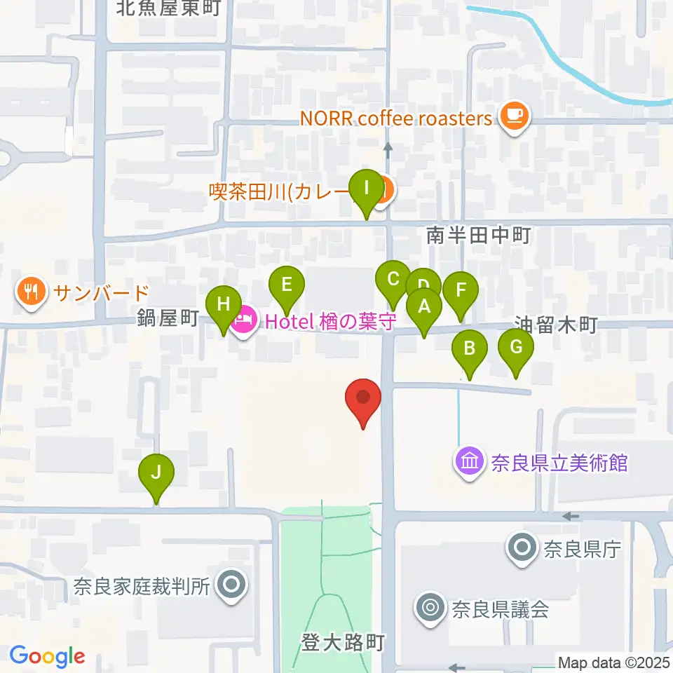奈良県文化会館周辺の駐車場・コインパーキング一覧地図
