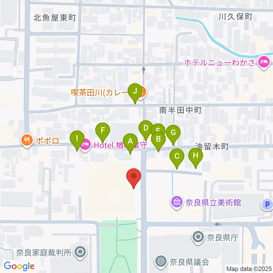 奈良県文化会館周辺の駐車場・コインパーキング一覧地図