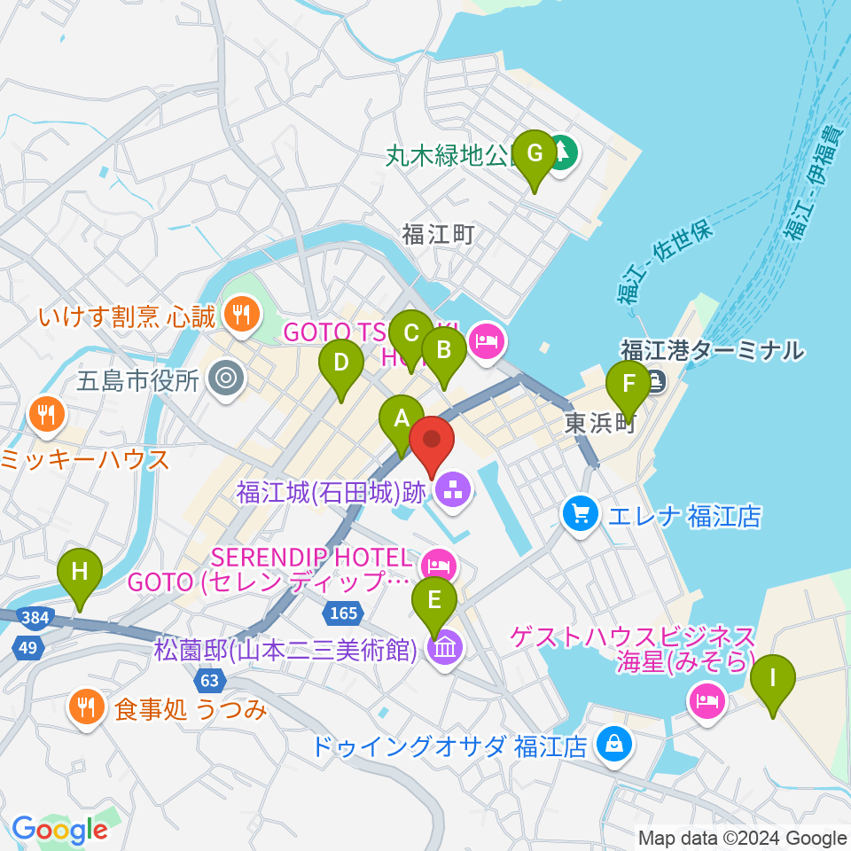 福江文化会館周辺の駐車場・コインパーキング一覧地図