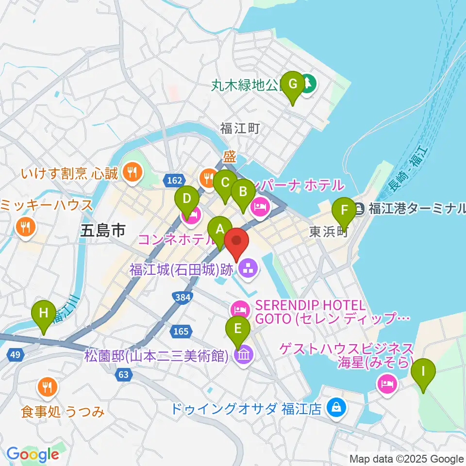 福江文化会館周辺の駐車場・コインパーキング一覧地図
