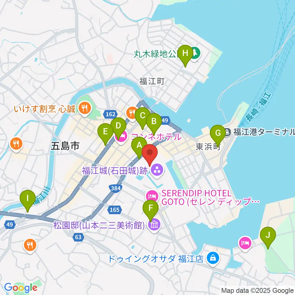 福江文化会館周辺の駐車場・コインパーキング一覧地図