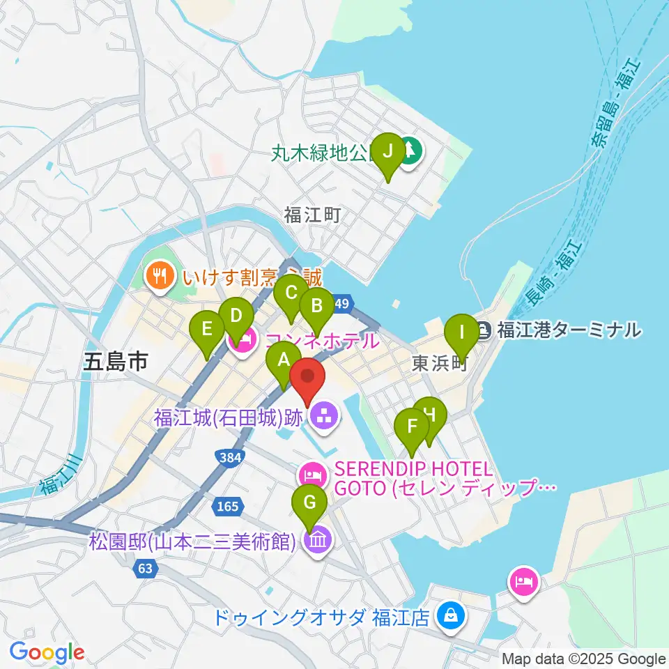 福江文化会館周辺の駐車場・コインパーキング一覧地図