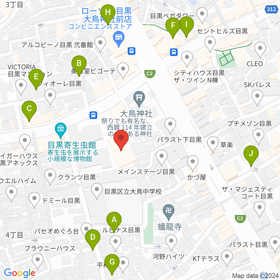 ヤマハ目黒センター周辺の駐車場・コインパーキング一覧地図