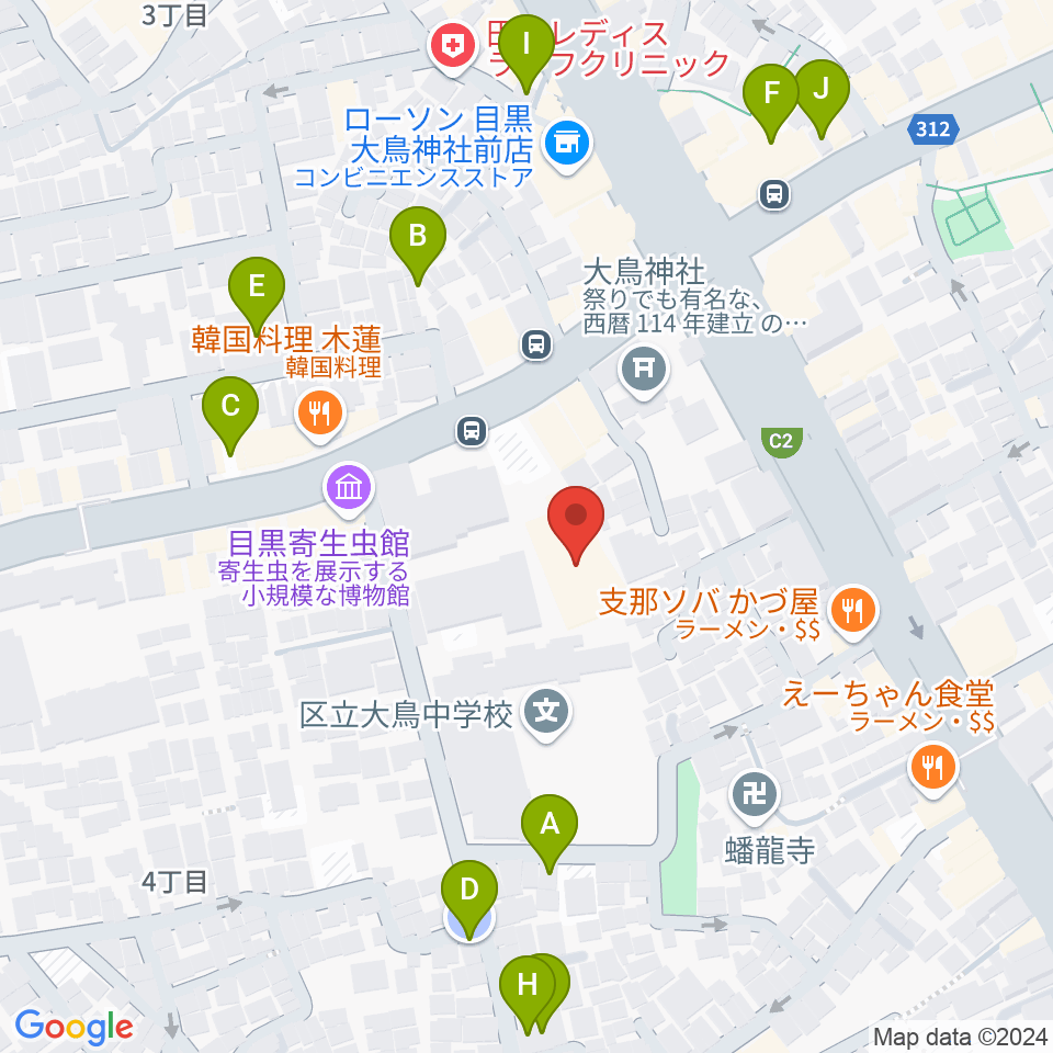 ヤマハ目黒センター周辺の駐車場・コインパーキング一覧地図