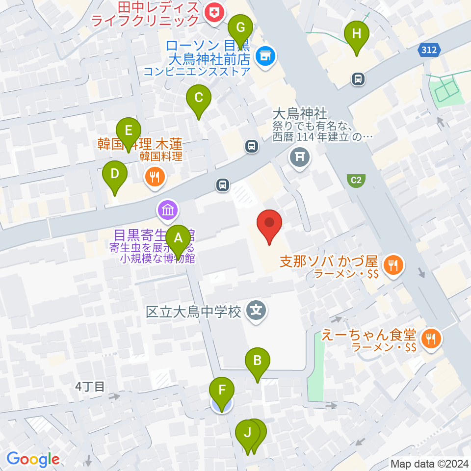 ヤマハ目黒センター周辺の駐車場・コインパーキング一覧地図