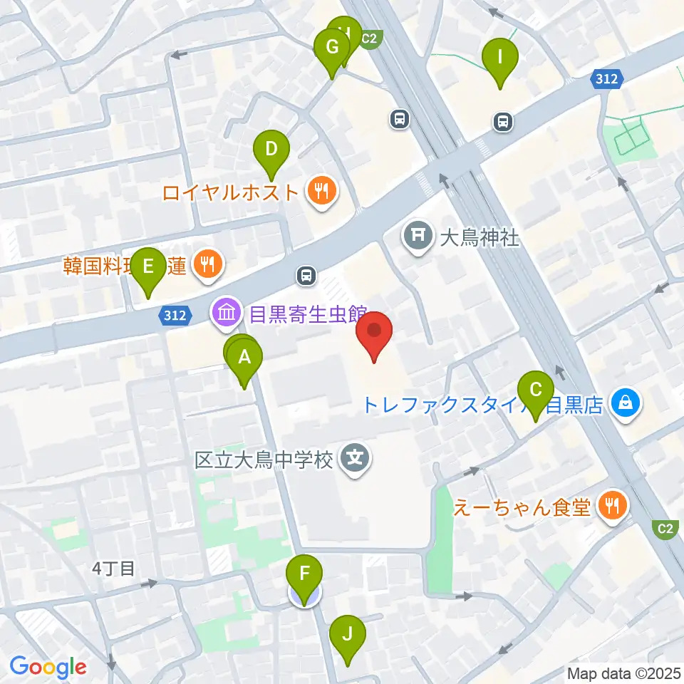 ヤマハ目黒センター周辺の駐車場・コインパーキング一覧地図