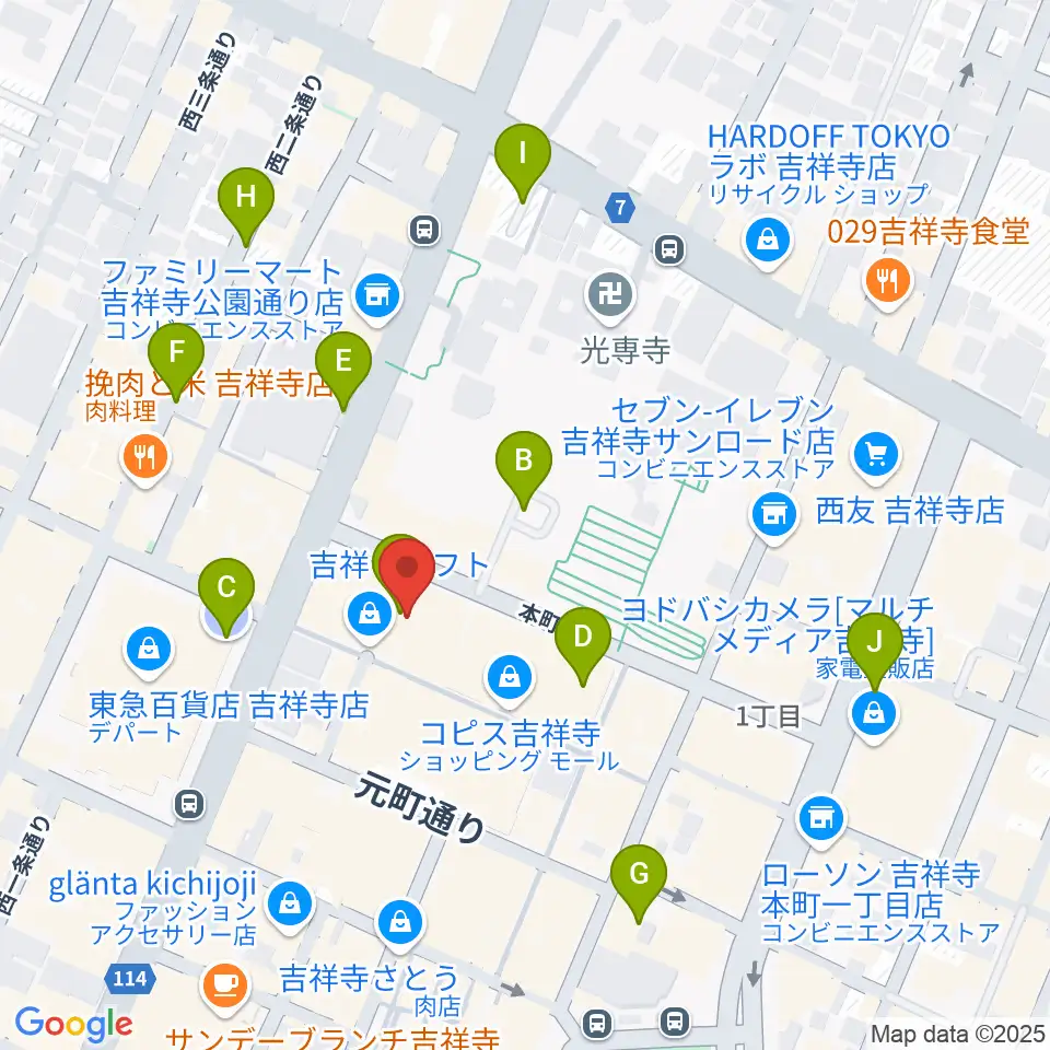 宮地楽器 吉祥寺センター周辺の駐車場・コインパーキング一覧地図