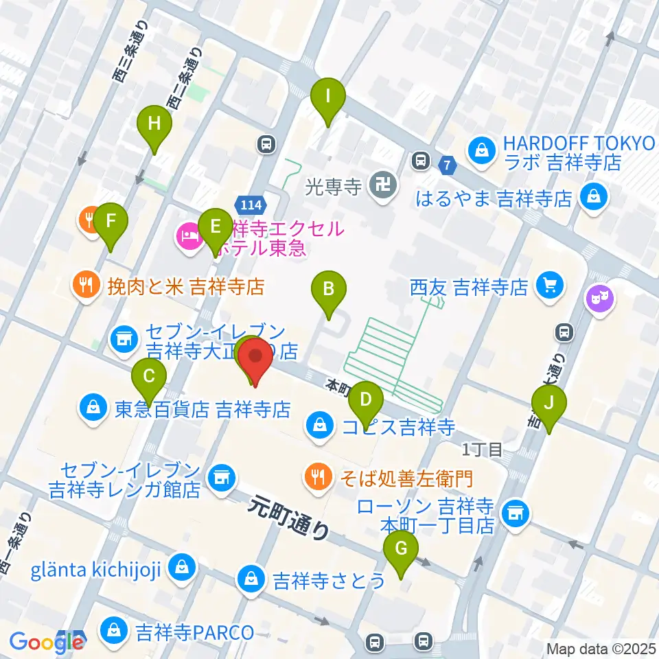 宮地楽器 吉祥寺センター周辺の駐車場・コインパーキング一覧地図