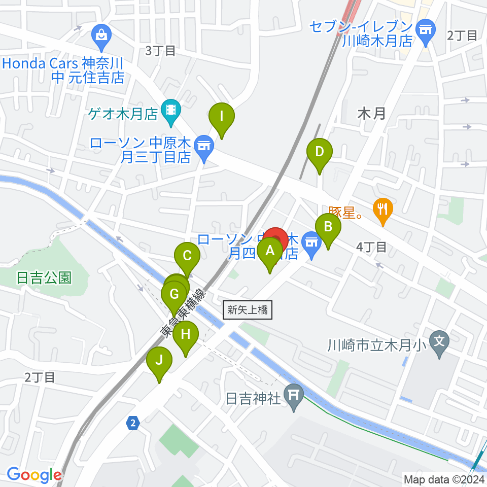 有隣堂 日吉ミュージックセンター周辺の駐車場・コインパーキング一覧地図