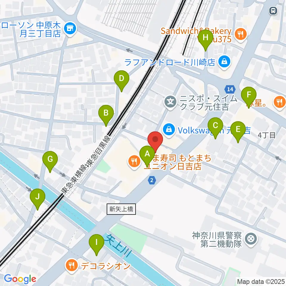 有隣堂 日吉ミュージックセンター周辺の駐車場・コインパーキング一覧地図