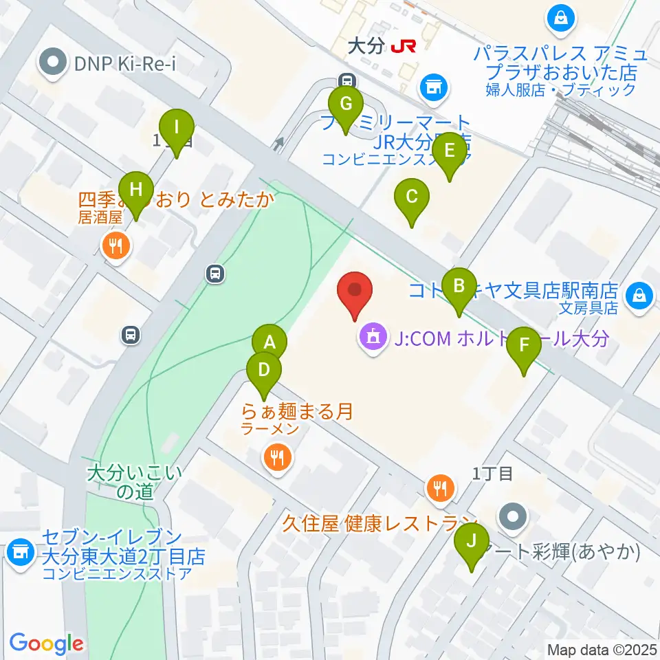 J:COM ホルトホール大分周辺の駐車場・コインパーキング一覧地図