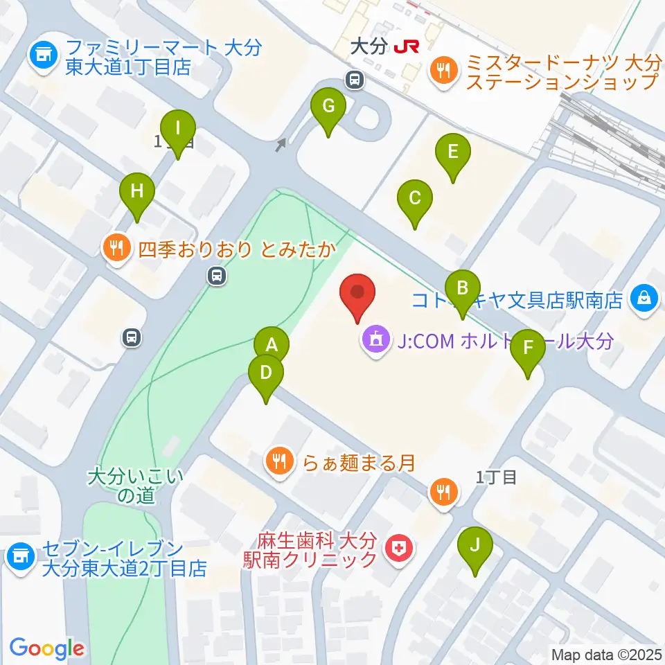 J:COM ホルトホール大分周辺の駐車場・コインパーキング一覧地図