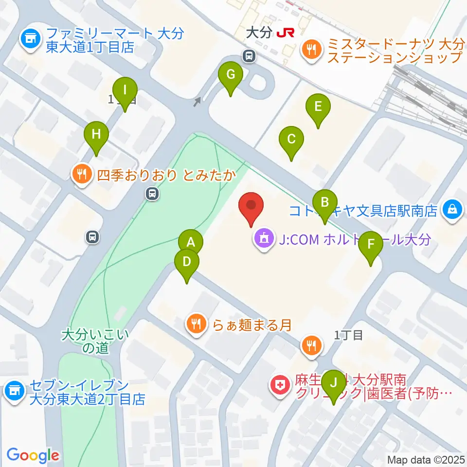 J:COM ホルトホール大分周辺の駐車場・コインパーキング一覧地図