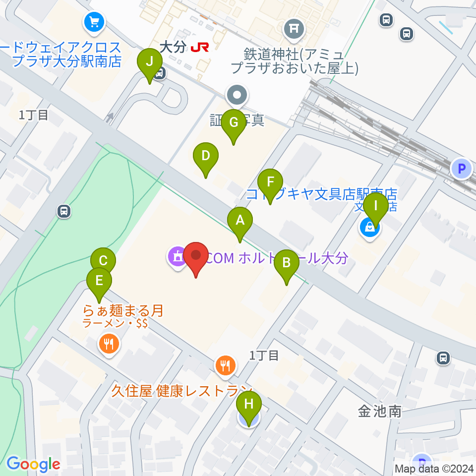 ホルトホール大分 スタジオA/B/C周辺の駐車場・コインパーキング一覧地図