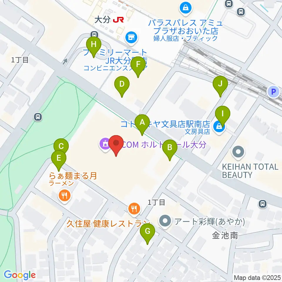 ホルトホール大分 スタジオA/B/C周辺の駐車場・コインパーキング一覧地図