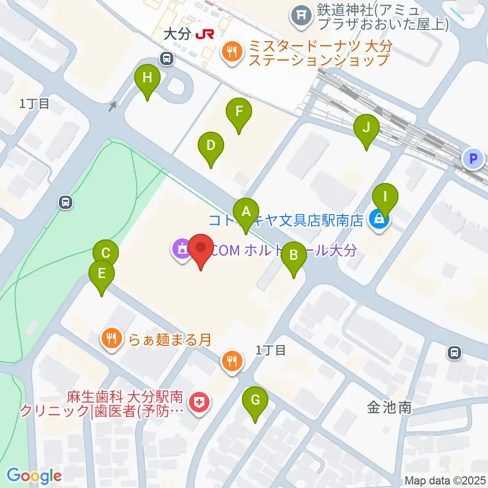 ホルトホール大分 スタジオA/B/C周辺の駐車場・コインパーキング一覧地図