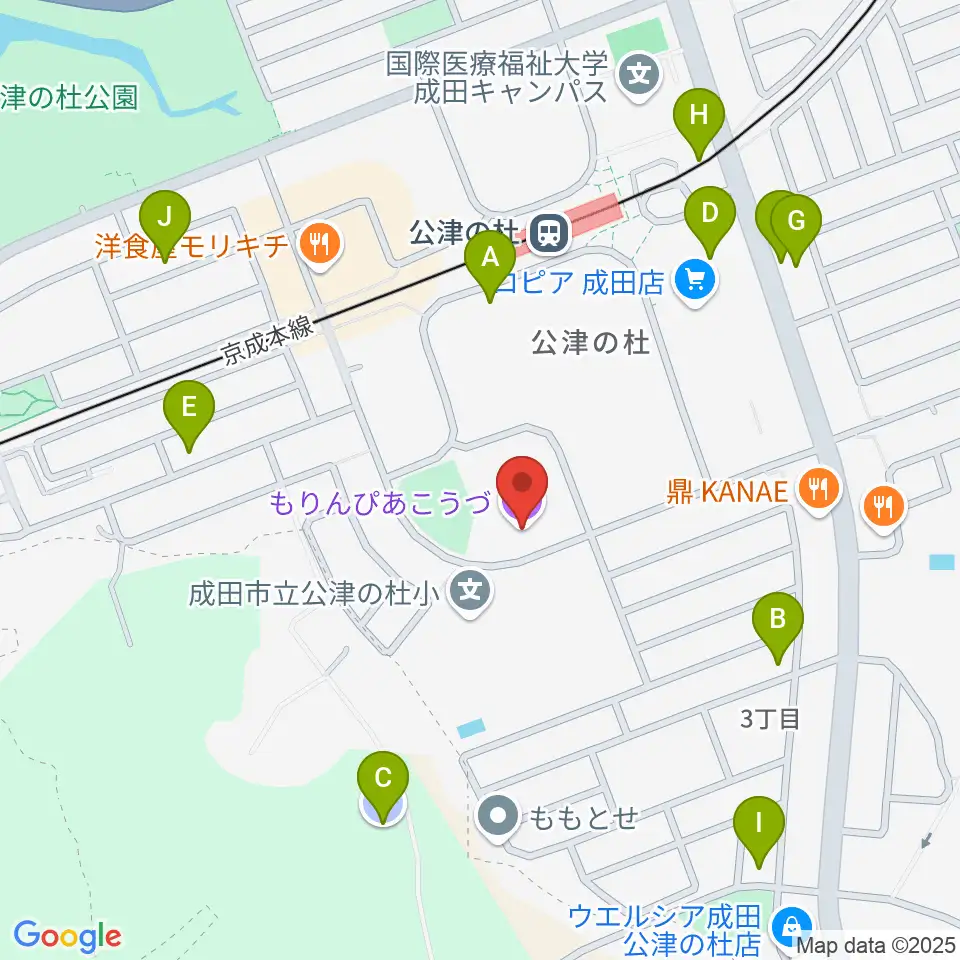 公津の杜コミュニティセンター もりんぴあこうづ周辺の駐車場・コインパーキング一覧地図