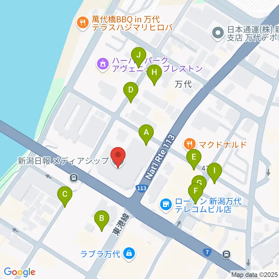 新潟日報メディアシップ 日報ホール周辺の駐車場・コインパーキング一覧地図