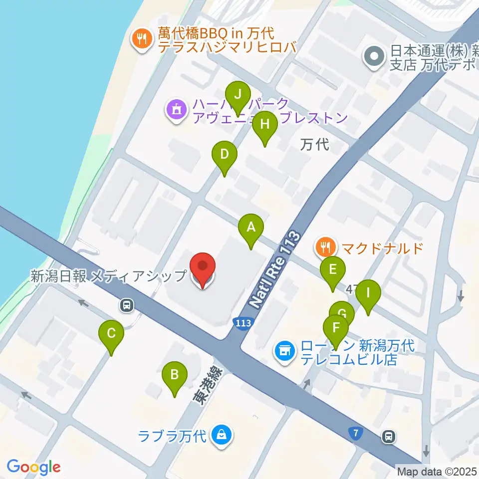新潟日報メディアシップ 日報ホール周辺の駐車場・コインパーキング一覧地図
