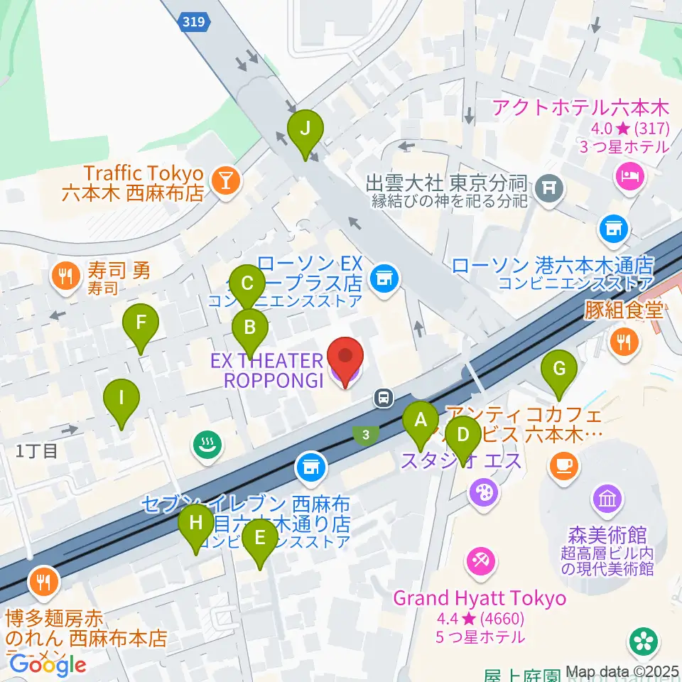 EXシアター六本木周辺の駐車場・コインパーキング一覧地図
