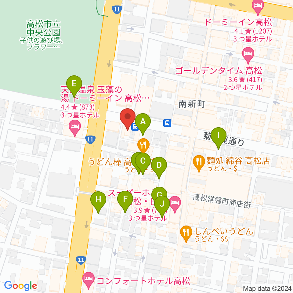 高松TOONICE周辺の駐車場・コインパーキング一覧地図