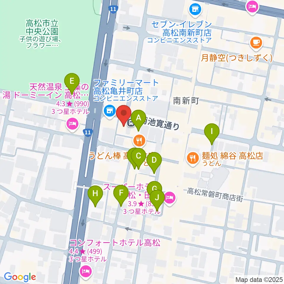 高松TOONICE周辺の駐車場・コインパーキング一覧地図