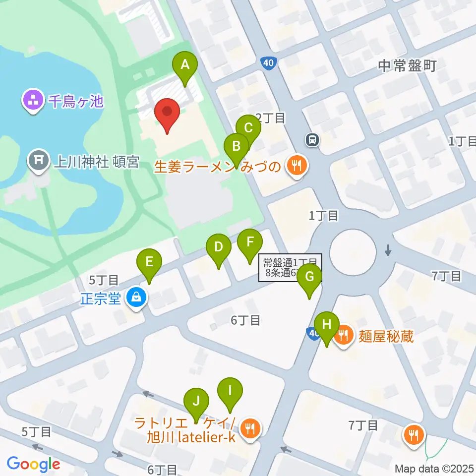 旭川市公会堂 周辺の駐車場・コインパーキング一覧マップ