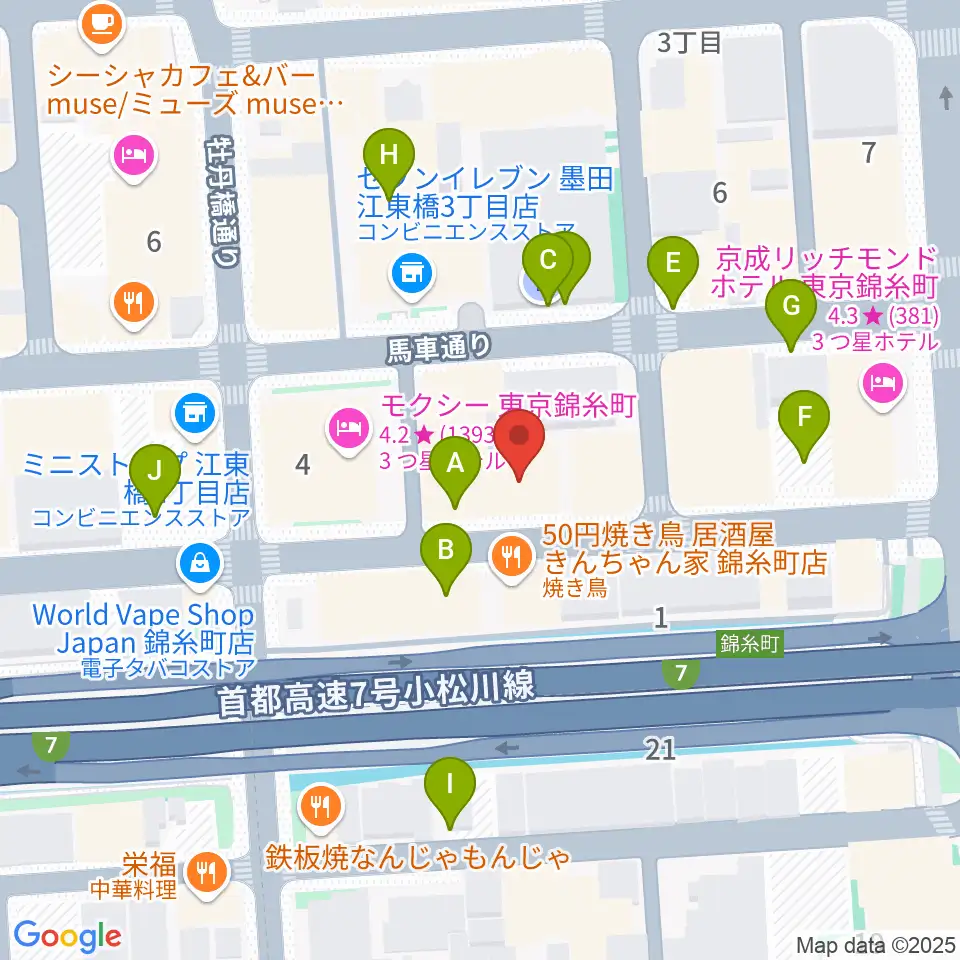 錦糸町ヒューズボックス周辺の駐車場・コインパーキング一覧地図