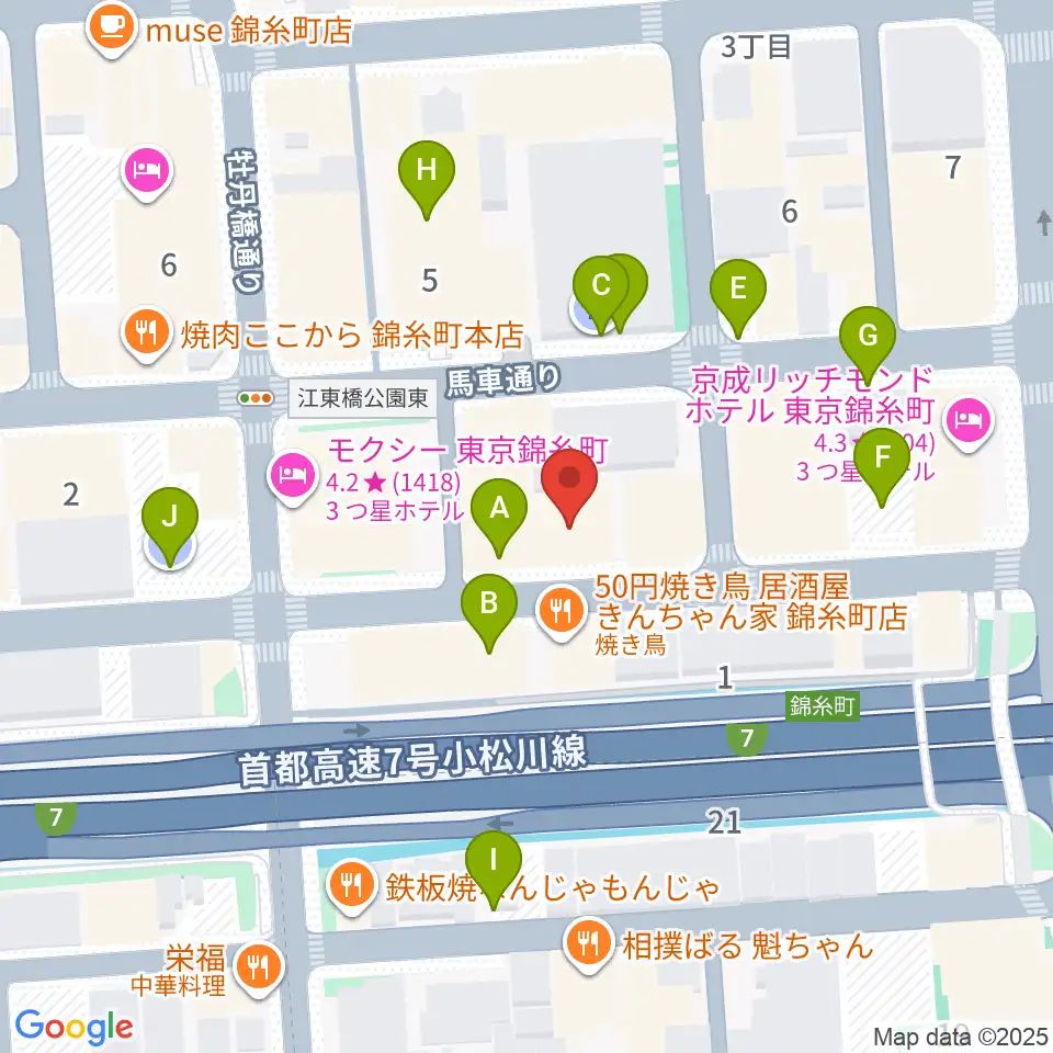 錦糸町ヒューズボックス周辺の駐車場・コインパーキング一覧地図