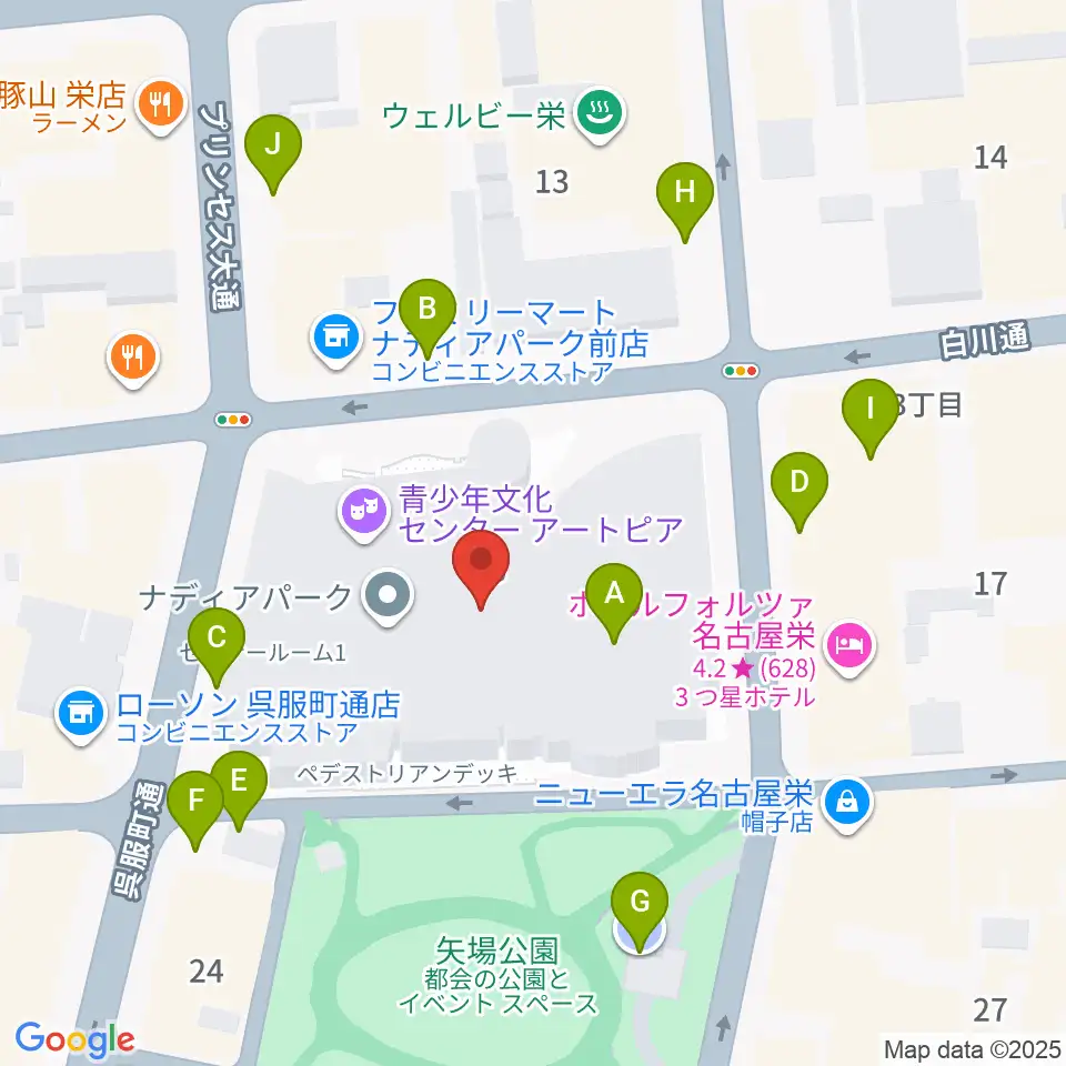 ナディアパーク デザインホール周辺の駐車場・コインパーキング一覧地図