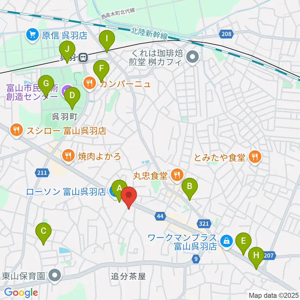 開進堂楽器 MPC呉羽周辺の駐車場・コインパーキング一覧地図