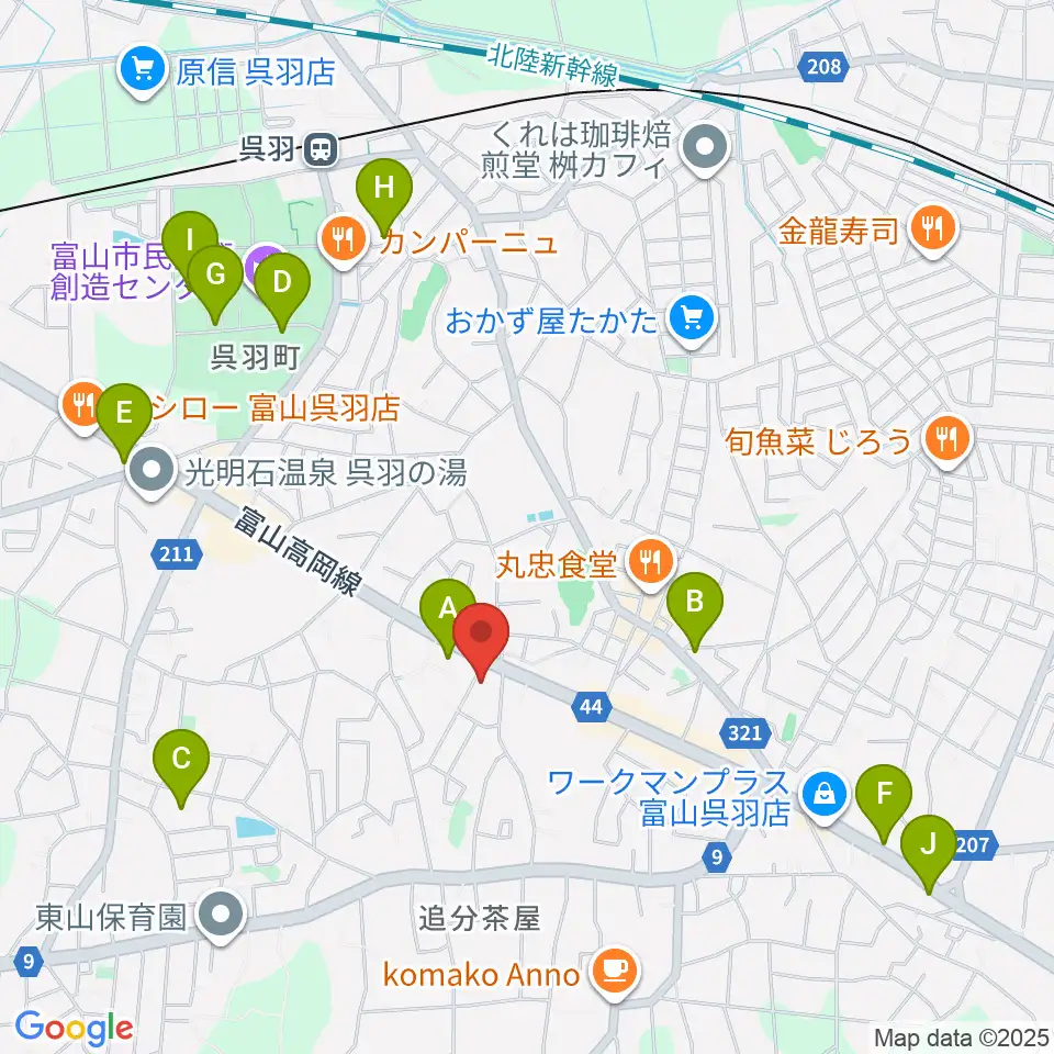 開進堂楽器 MPC呉羽周辺の駐車場・コインパーキング一覧地図