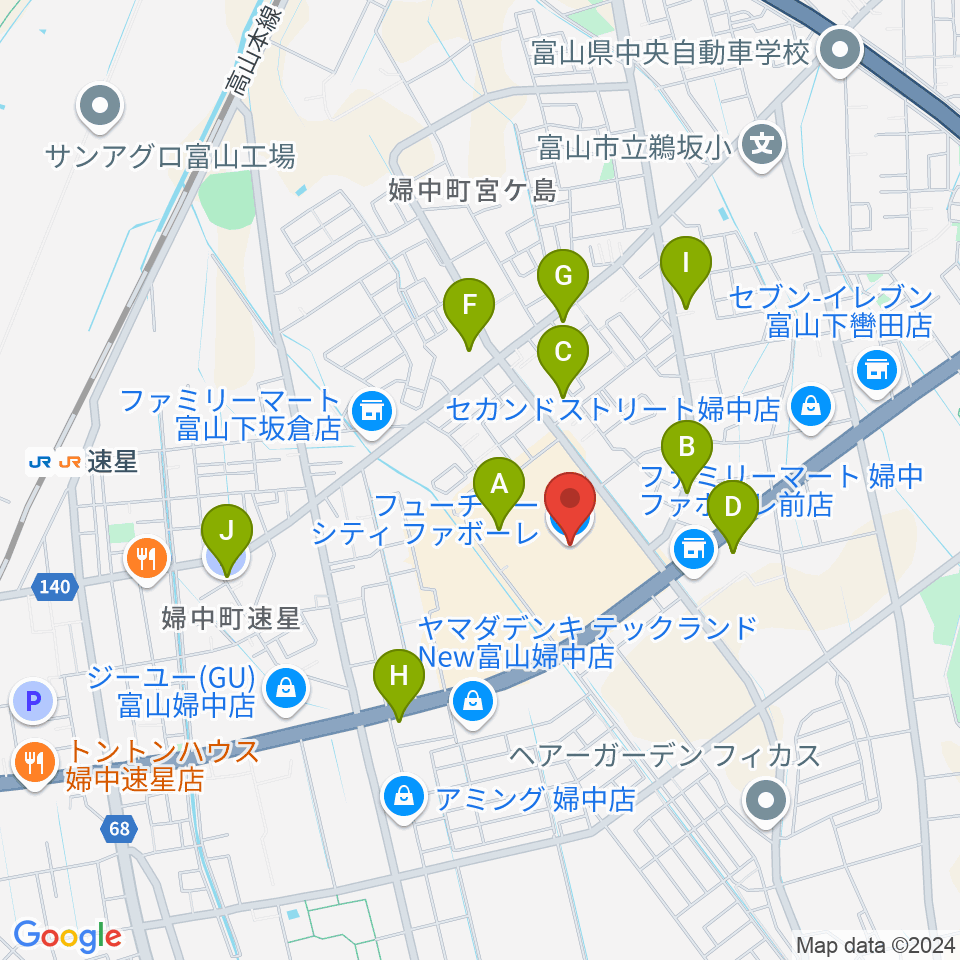 開進堂楽器 MPC婦中周辺の駐車場・コインパーキング一覧地図