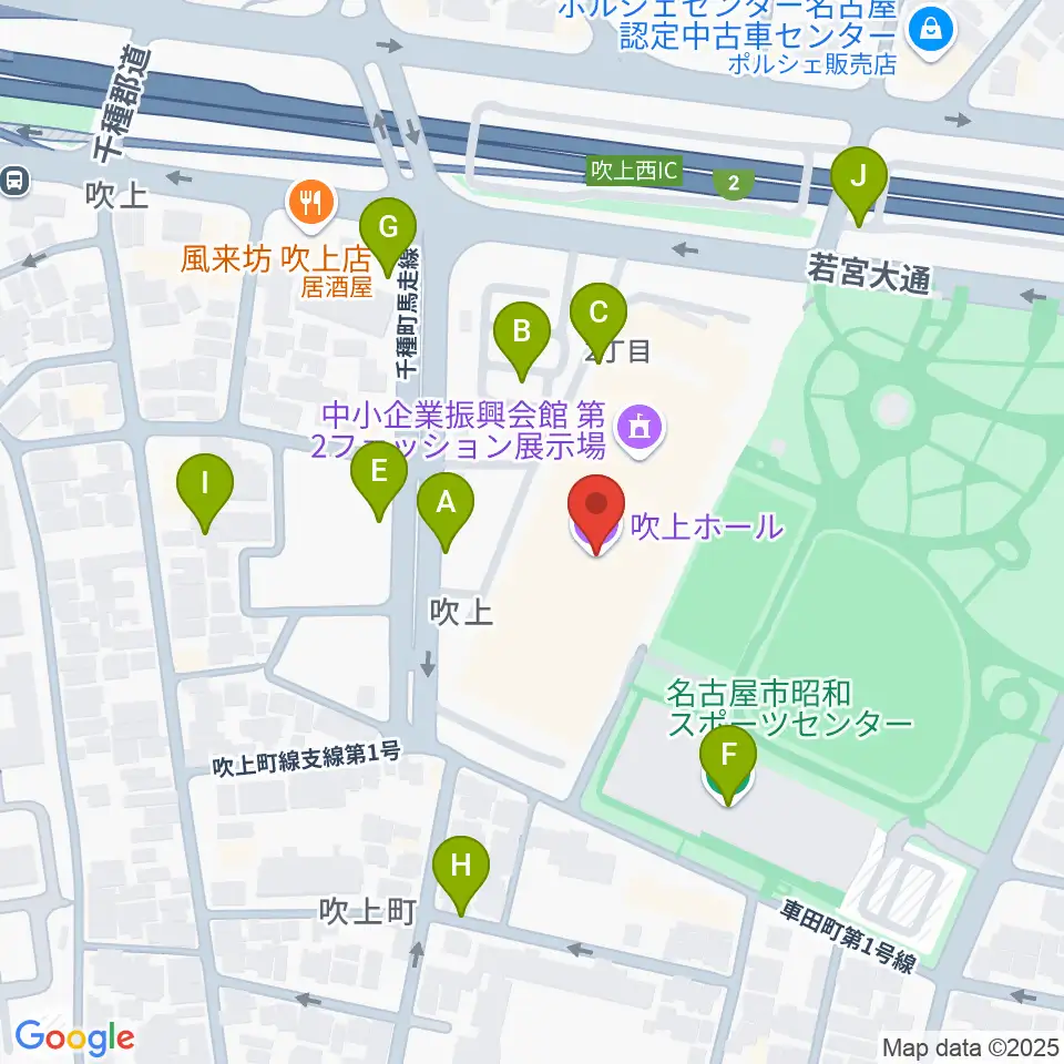 名古屋市中小企業振興会館 吹上ホール周辺の駐車場・コインパーキング一覧地図