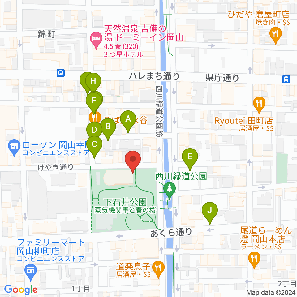 西川アイプラザ周辺の駐車場・コインパーキング一覧地図