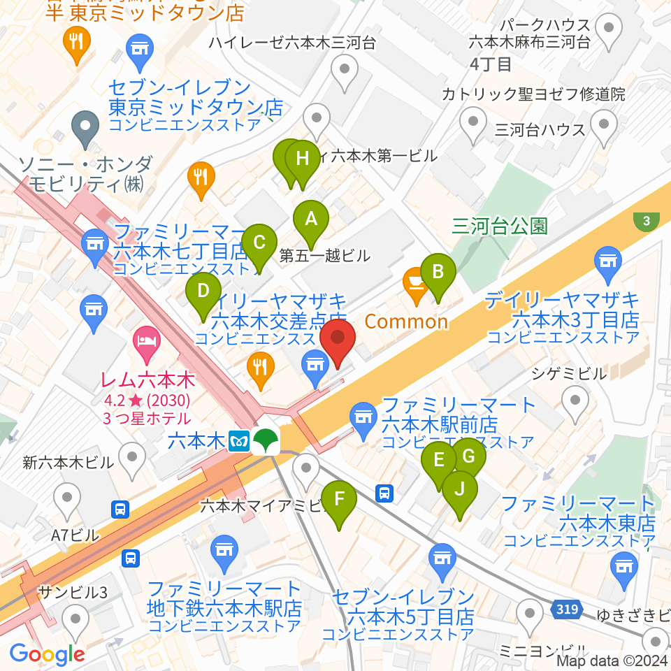 俳優座劇場周辺の駐車場・コインパーキング一覧地図
