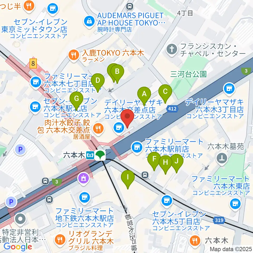 俳優座劇場周辺の駐車場・コインパーキング一覧地図