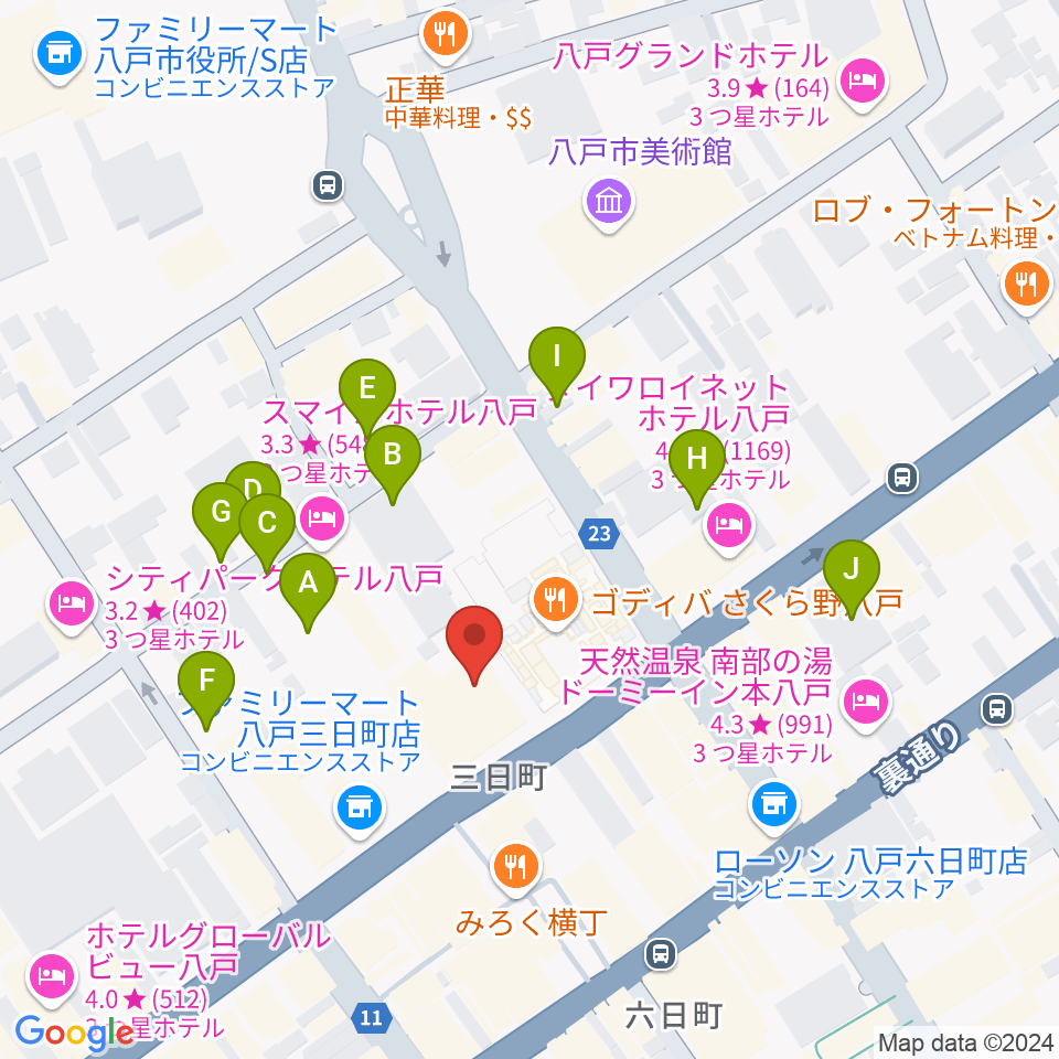 八戸ポータルミュージアムはっち周辺の駐車場・コインパーキング一覧地図