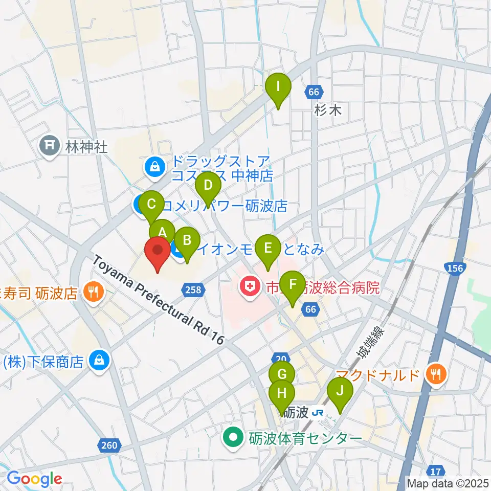 MPC砺波 開進堂楽器周辺の駐車場・コインパーキング一覧地図