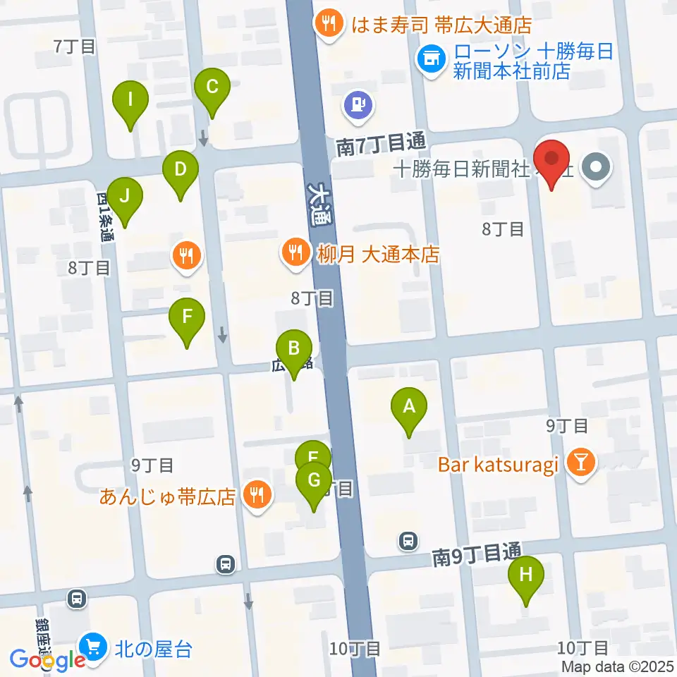 JAGA エフエムおびひろ周辺の駐車場・コインパーキング一覧地図