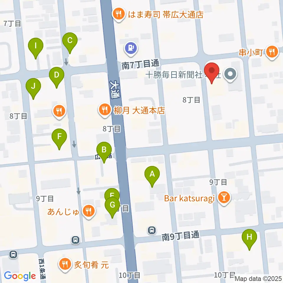 JAGA エフエムおびひろ周辺の駐車場・コインパーキング一覧地図