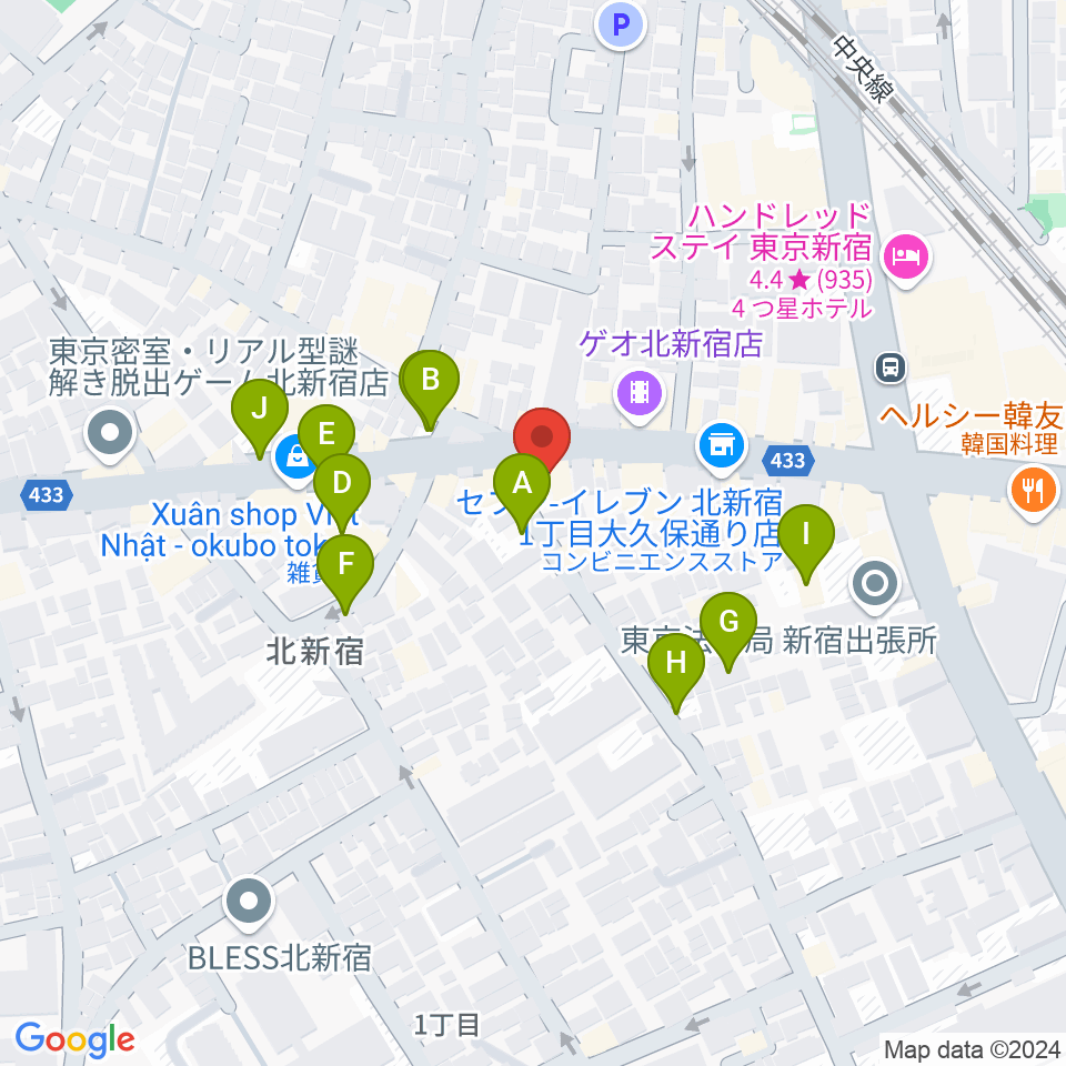 大久保ドルチェビータ周辺の駐車場・コインパーキング一覧地図