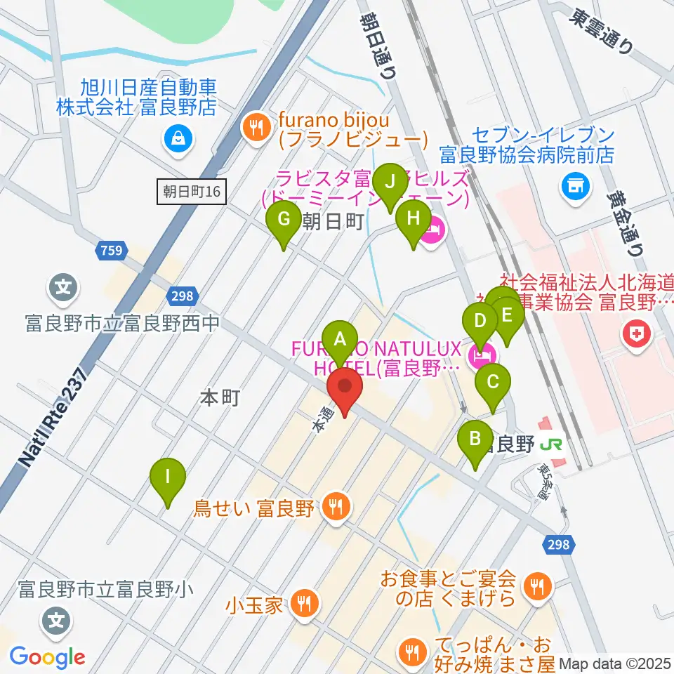 ラジオふらの周辺の駐車場・コインパーキング一覧地図