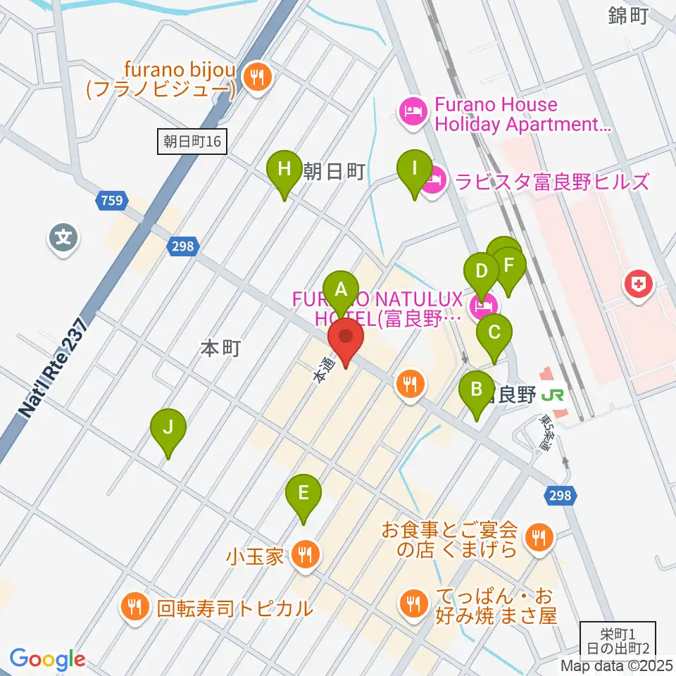 ラジオふらの周辺の駐車場・コインパーキング一覧地図