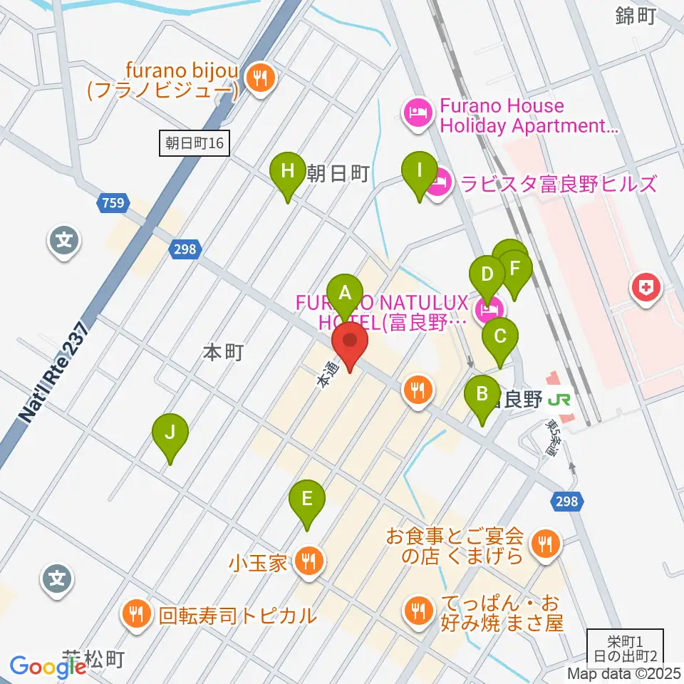 ラジオふらの周辺の駐車場・コインパーキング一覧地図