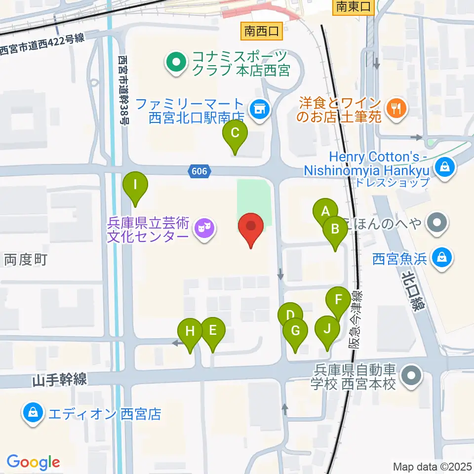 兵庫県立芸術文化センター 神戸女学院小ホール周辺の駐車場・コインパーキング一覧地図