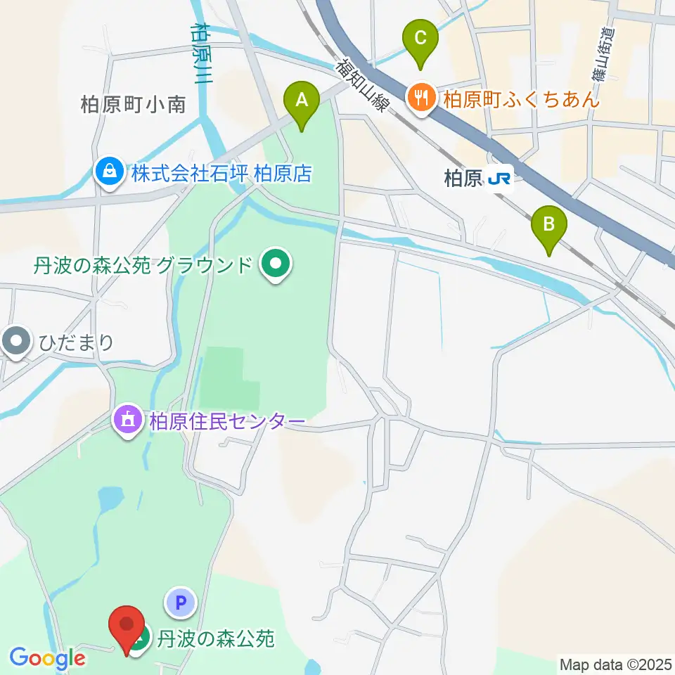 丹波の森公苑ホール周辺の駐車場・コインパーキング一覧地図