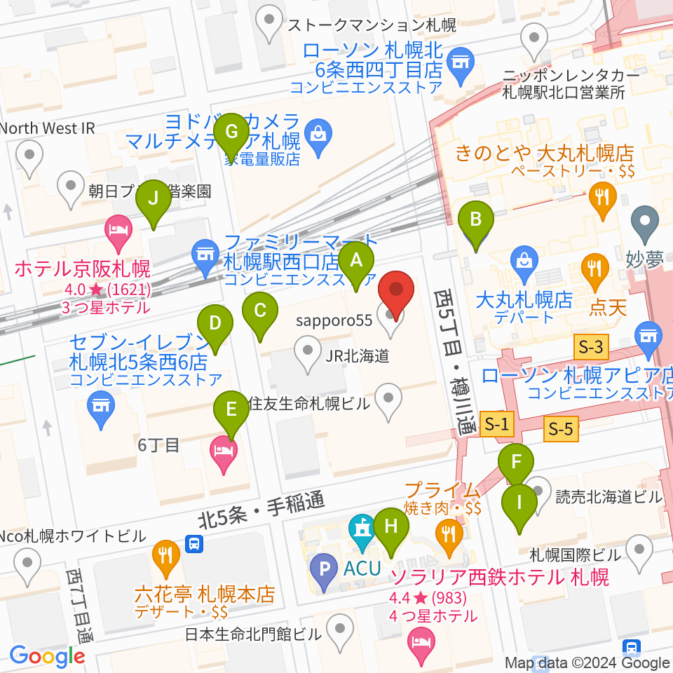 札幌センター ヤマハミュージック周辺の駐車場・コインパーキング一覧地図