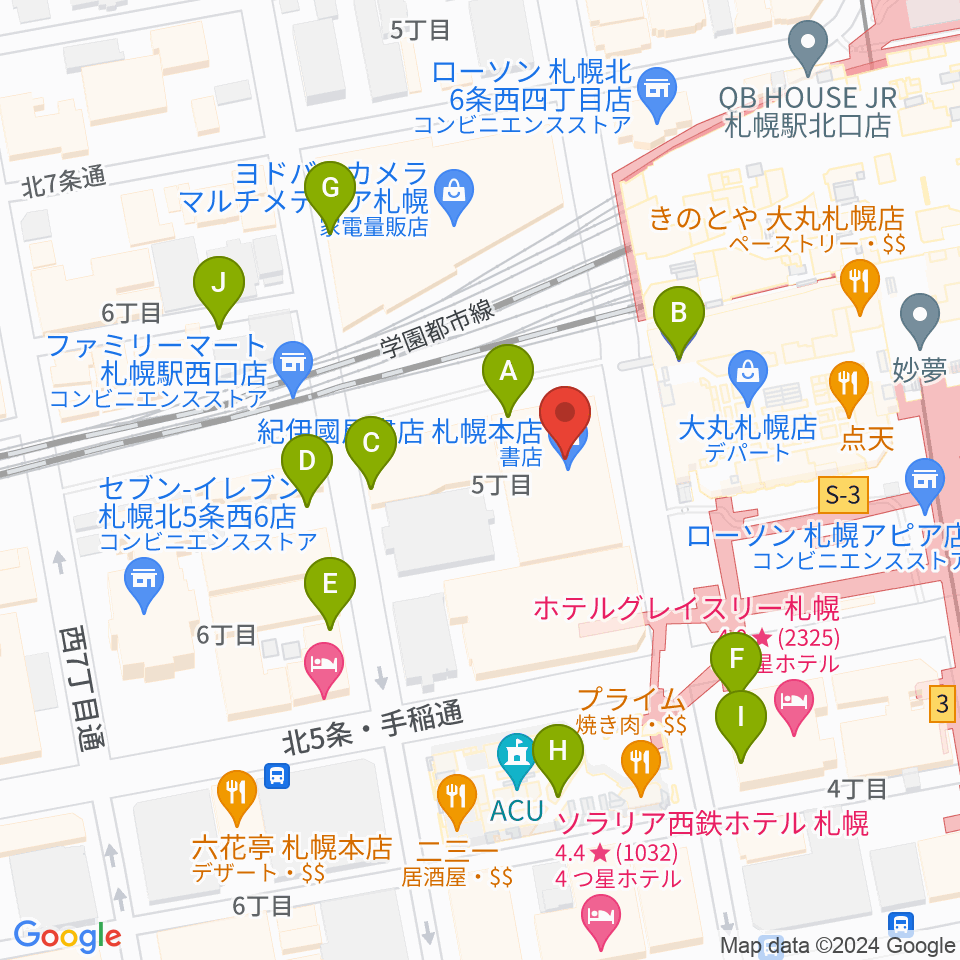 札幌センター ヤマハミュージック周辺の駐車場・コインパーキング一覧地図