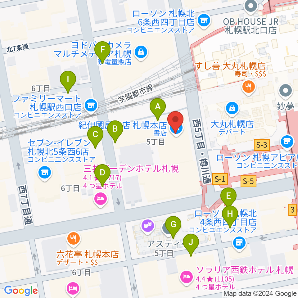 札幌センター ヤマハミュージック周辺の駐車場・コインパーキング一覧地図